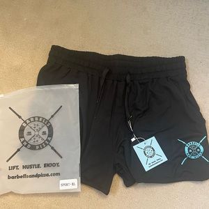 NWT Barbella Box x Barbells and Pizza jogger short